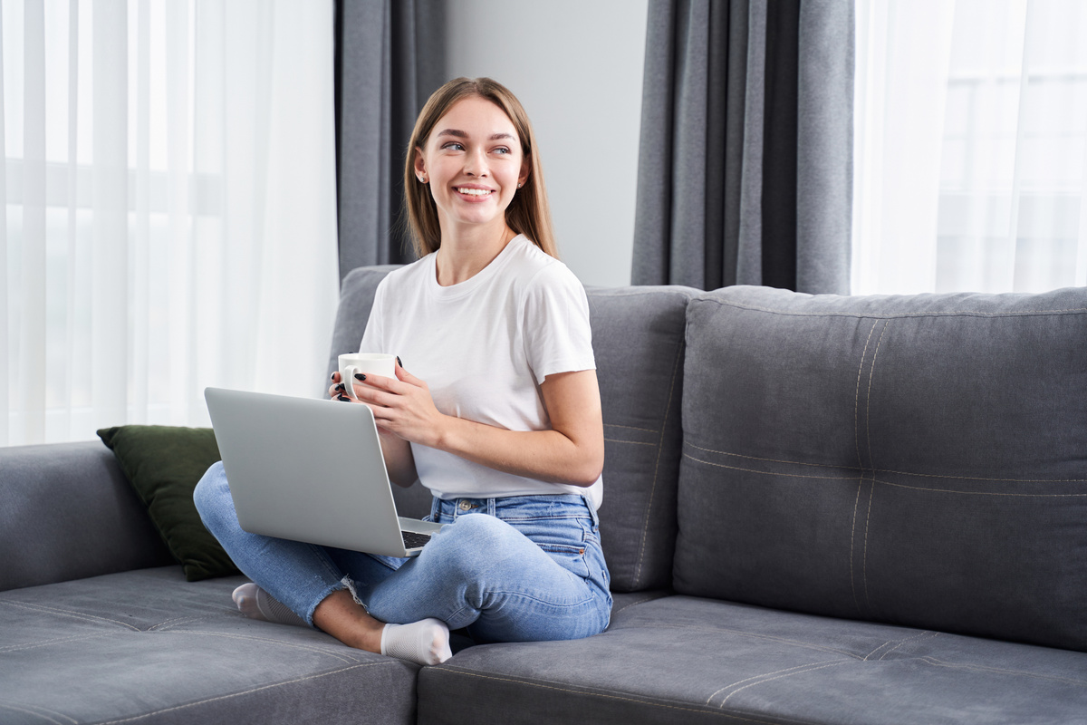 Woman working on notebook